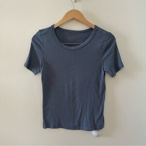 Lucky Brand Slate Blue Ribbed Tee